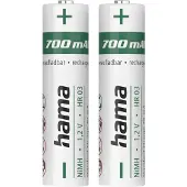 Hama 00223525, Wiederaufladbarer Akku, AAA, Nickel-Metallhydrid (NiMH), 1,2 V, 2 Stück(e), 700 mAh