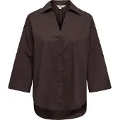 ONLY Gewebte Hemdbluse mit 3/4-Ärmeln in Coffee Bean | Gr.: S