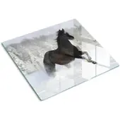 Tulup GLASPLATTE 60x52 cm Pferd Schnee