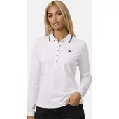 U.s. polo assn. Damen Poloshirt Longsleeve P043 in Weiss | Gr.: S