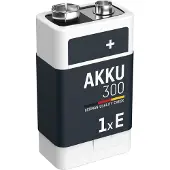 Ansmann Akku 9V Block Typ 300mAh NiMH mit geringer Selbstentladung - Wiederaufla