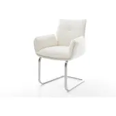 DELIFE Freischwinger Nela-Flex Bouclé Soft Beige Freischwinger flach Edelstahl