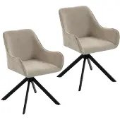HOMCOM Esszimmerstühle 2er-Set Drehbarer Küchenstuhl mit Armlehnen, Metallrahmen