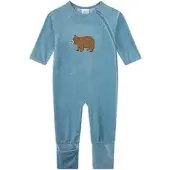 Sanetta Nicki-Schlafoverall mit Klappfuß Bär, blau, 56