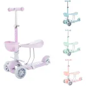 Makani Kinderroller BonBon 3 in 1, Dreirad, LED-Vorderräder, höhenverstellbar lila