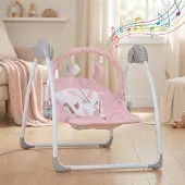 Oyajia Babyschaukel Babywippe mit Spielbogen Spielzeugen 5 Schaukelgeschwindigkeiten,3 Zeitschaltuhreinstellungen