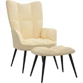vidaXL Sessel "Gückingen" aus Samt (100% Polyester), Stahl in Cremeweiß. Abmessungen (B/H/T) 61x96x70 cm