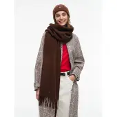 Tommy Hilfiger Schal "TH ELEVATED CHIC WOVEN" aus reiner Wolle, mit Fransen