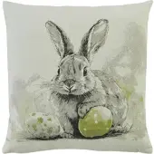 Jil Sander HOPSTER Kissenhülle 50x50 cm – Dekokissen mit Hase & Ostereiern