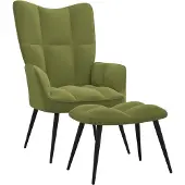 vidaXL Relaxsessel mit Hocker Hellgrün Samt