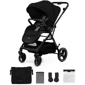 Kinderkraft YOXI - Kinderwagen bis 27 kg - leicht - wendig - pannensichere Räder - TRAVEL SYSTEM - verstellbare Rückenlehne - Schwarz