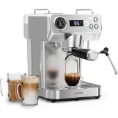 Klarstein , Libeica Evo, Siebträgermaschine, 20 bar, 1360 W, Milchaufschäumer, 1,3-Liter-Wassertank, Edelstahl-Design