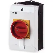 Eaton 207147 Hauptschalter, T0, 20 A, Aufbau, 2 Baueinheit(en), 3-polig, NOT-AUS-Funktion, mit rotem Drehgriff und gelbem Sperrkranz, abschließbar