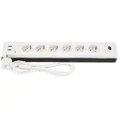 REV COMBINI Steckdosenleiste mit Schalter, Kabel 1,4m, 2X USB, weiß