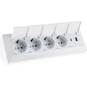 Chilitec 4-fach Steckdosenblock USB-A+C weiß 250V/ 16A USB 3,1A PD mit Klappen