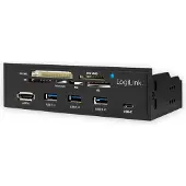 Logilink UA0341, CF, MS Micro (M2), Speicherstick (MS), MicroSD (TransFlash), SD, xD, Schwarz, 5.25", 5000 Mbit/s, RoHS, CE, SATA