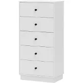 HOMCOM Kommode Sideboard mit 5 Schubladen Schrank aus Holzwerkstoff Weiß