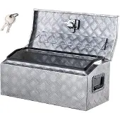 OEM Werkzeugkasten aus Aluminium für die Ladefläche, gestreifte Werkzeugkiste (762 x 330,2 x 330,2 mm) mit seitlichem Griff & T-Lock-Schlüssel, Aufbewahrungs-Organizer für Anhänger Silber