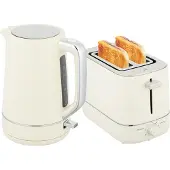HOMCOM Wasserkocher Toaster Set Frühstück-Set mit 1,7L Wasserkocher Beige