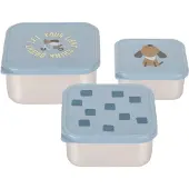 Lassig Pojemnik na przekąski snackbox ze stali nierdzewnej 3 szt. Pattern Party blue