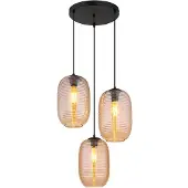 Globo Lighting LED Pendelleuchte, Metall, Glas, schwarz, 3-flammig, H 120cm