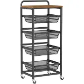 Vasagle Servierwagen mit 5 Ebenen, Rollwagen, 40 x 31,7 x 95 cm