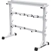 Gorilla Sports Hantelablage - 3 Ebenen, 30mm, bis 400 kg, Stahl, Weiß - Gewichteständer, Hantelscheibenständer, Hantelscheibenablage, Hantelständer, Langhantelablage, Langhantelständer