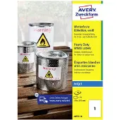 Avery Etiketten J4775, wetterfest, permanenthaftend, druckergeeignet, rechteckig, Polyester, matt weiß, 10 Stück auf 10 Blatt