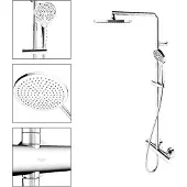 Keuco PLAN blue Thermostat-Brausearmatur Wandmontage Aufputz mit Kopfbrause, 53926012321, Farbe: Verchromt