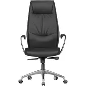 FineBuy Bürostuhl Schwarz Echt-Leder Schreibtischstuhl 120KG Chefsessel mit Synchronmechanik Drehstuhl