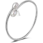 Ailoria Armreif "Armreif Silber/weiße Perle MASA", weiß, Armbänder, Damen, Perlen, Armreif