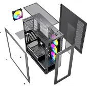 Gembird CCC-FC-X450MAX Gaming-Computergehäuse Fornax X450MAX schwarz ARGB-Lüfter