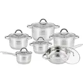 Cheffinger 12-tlg Edelstahl Kochgeschirrset Deckel Induktion Kochtopf Topf