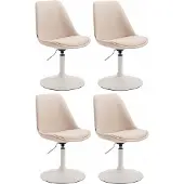 CLP 4er Set Esszimmerstühle Maverick Stoff drehbar und stufenlos verstellbar creme Gestell Farbe weiß