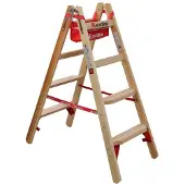 Euroline Holz Stufenstehleiter mit Comfort-Stufen mit Werkzeugablage 2x4 Stufen