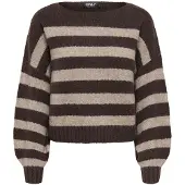 ONLY Pullover in Dunkelbraun/ Beige - L