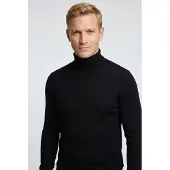 JOOP! Rollkragenpullover JOOP "Donte", Herren, Gr. XXL, schwarz (dunkelblau), Strick, Obermaterial: 100% Wolle, unifarben, regular fit normal, Rippbündchen, Pullover Rollkragenpullover, aus reiner Wolle