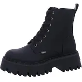 Buffalo Schnürboots "ASPEN", Damen, Gr. 40, Textil, schwarz, Lederimitat, Schuhe Schnürboots, Schnürstiefelette, Boots mit Reißverschluss