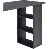En.casa Schreibtisch 120x50x72cm Bürotisch mit Schubladen Dunkelgrau Ablage Regal PC Tisch []