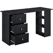 En.casa Schreibtisch 120x50x72cm Bürotisch mit Schubladen Schwarz Ablage Regal PC Tisch []