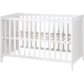 Roba 2-in-1 Beistell- & Babybett 60x120 + 'safe asleep' Matratze, weiß, höhenverstellbar, 5 Schlupfsprossen, inkl. Lattenrost & Matratze