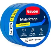 Gauder Malerkrepp, Kreppband, Abklebeband Maler (3 Rollen - 24 mm x 50 m)