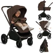 Lionelo Kombikinderwagen Mika Plus 2in1 bis 38 Monate (22kg), XXL-Verdeck mit UPF50+, 3-stufige Verstellung des Elterngriffs - Mocha Mousse