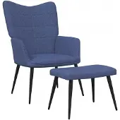 vidaXL Relaxsessel mit Hocker Blau Stoff
