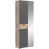 GuenstigEinrichten Garderobenschrank - Nox Eiche Nachbildung - Basaltgrau - B 70 cm - 1 Tür - 1 Spiegeltür