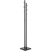 Haku Garderobenständer , 8 Haken mit jeweils 5 kg Tragkraft, Fußplatte, B 290 x T 290 x H 1760 mm, Stahlrohr pulverbeschichtet/Metall, schwarz