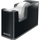 Leitz Klebefilmabroller WOW, ergonomisch, für Klebebandrollen mit B 19 mm x L 33 m, inkl. Klebeband, ABS-Kunststoff, schwarz/schwarz
