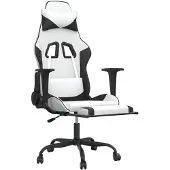 vidaXL Gaming-Stuhl mit Fußstütze Weiß und Schwarz Kunstleder
