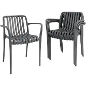 Outsunny Gartenstühle 4er Set Stapelbare Terrassenstühle mit Lamelldesign