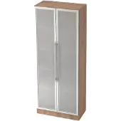 Hjh OFFICE PRO SIGNA G 7100G RE - Nussbaum/Silber 5 OH Schrank mit Milchglastüren Relinggriff Kunststoff